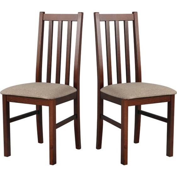 Chaise de salle à manger, bois chêne massif Chaise Chaise de cuisine - Set 2x BOS 10, noyer
