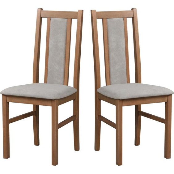 Chaise de salle à manger, bois chêne massif Chaise Chaise de cuisine - Set 2x BOS 14 noyer clair