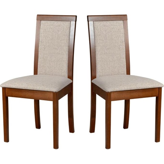 Chaise de salle à manger, bois chêne massif Chaise Chaise de cuisine - Set 2x Roma 4 noyer