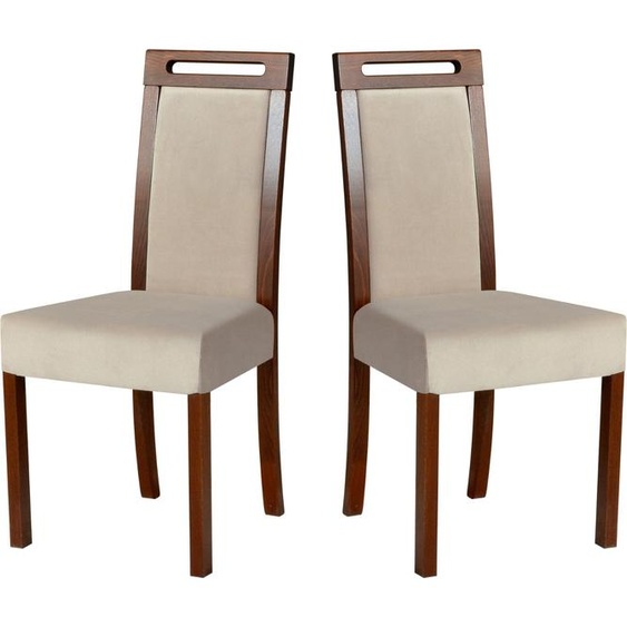 Chaise de salle à manger, bois chêne massif Chaises Chaise de cuisine - Set 2x ROMA 5 noyer