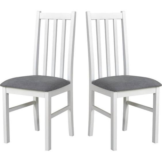 Chaise de salle à manger, bois de chêne massif Chaise Chaise de cuisine - Set 2x BOS 10, blanc