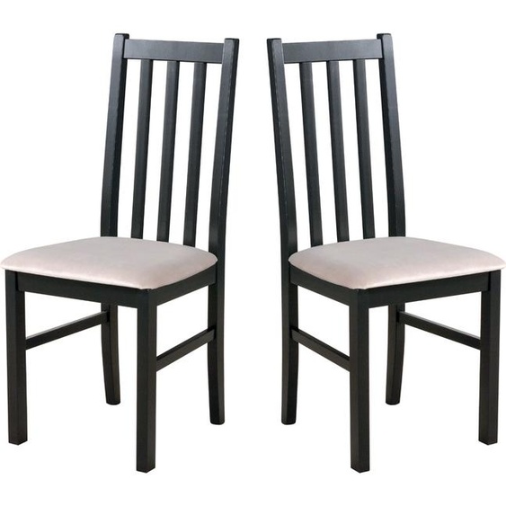 Chaise de salle à manger, bois de chêne massif Chaise Chaise de cuisine - Set 2x BOS 10, noir