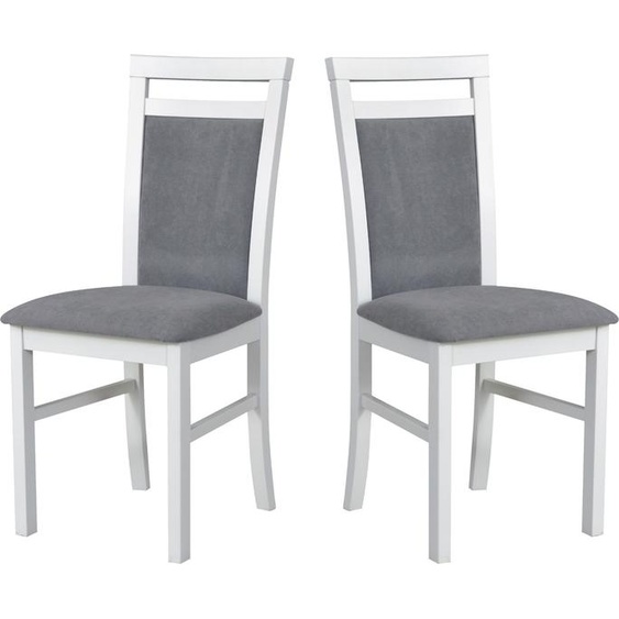 Chaise de salle à manger, bois de chêne massif Chaise Chaise de cuisine - Set 2x MILANO 5 blanc
