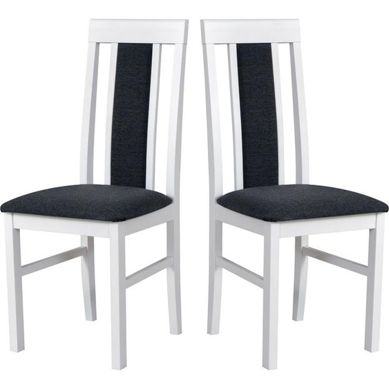 Chaise de salle à manger, bois de chêne massif Chaise Chaise de cuisine - Set 2x Nilo 2, blanc