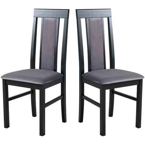 Chaise de salle à manger, bois de chêne massif Chaise Chaise de cuisine - Set 2x Nilo 2, noir