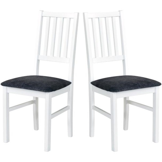 Chaise de salle à manger, bois de chêne massif Chaise Chaise de cuisine - Set 2x Nilo 7 , blanc
