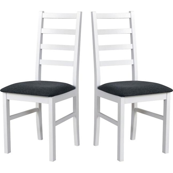 Chaise de salle à manger, bois de chêne massif Chaise Chaise de cuisine - Set 2x Nilo 8 , blanc