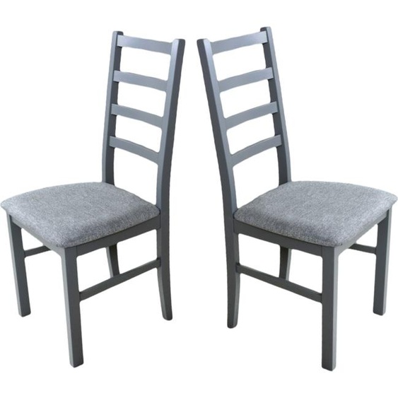 Chaise de salle à manger, bois de chêne massif Chaise Chaise de cuisine - Set 2x Nilo 8 , graphite