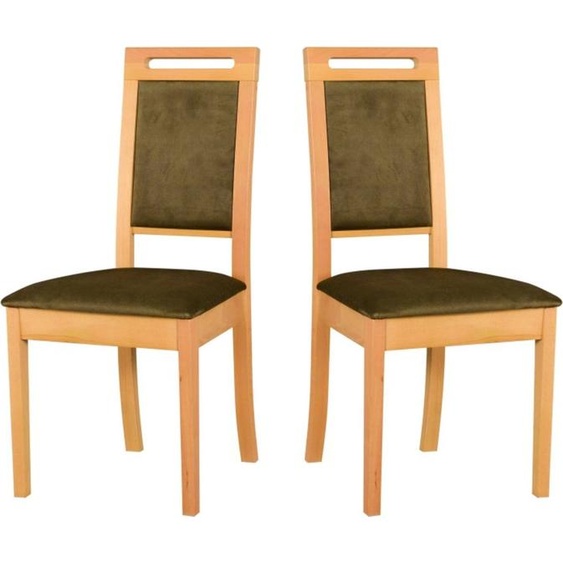 Chaise de salle à manger, bois de chêne massif Chaises Chaises de cuisine Set 2x ROMA 15 grandson