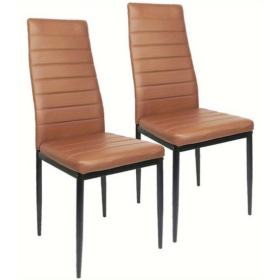 Chaise de salle à manger - Chaise - Chaise de cuisine - Fauteuil - Ensemble de salle à manger - Lot de 2 - Revêtement en similicuir - Structure métallique