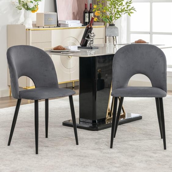 Chaise de salle à manger - Chaise - Chaise design - Ensemble de salle à manger - Chaise de réunion - Gris - Structure métallique - Pieds réglables