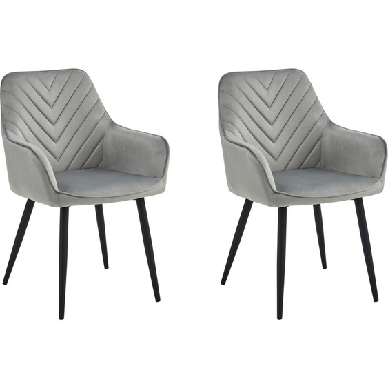 Chaise de salle à manger, chaise de cuisine, chaise rembourrée, chaise de maquillage, set de 2 fauteuils lounge en velours, supporte jusquà 110 kg, gris argenté