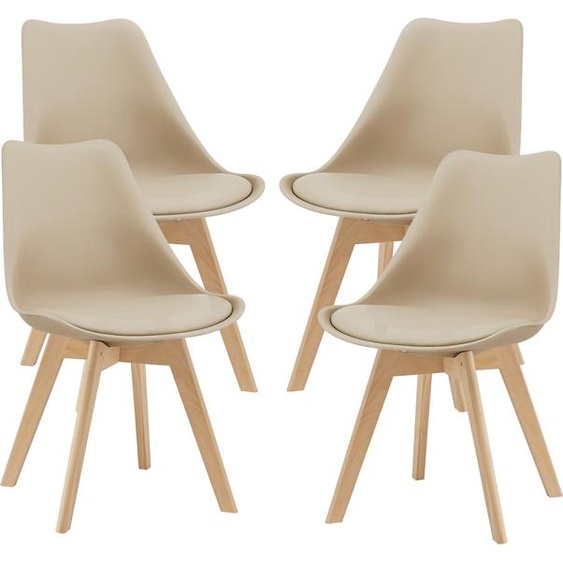 Chaise de salle à manger Fläten (lot de 4) Chaise rembourrée en similicuir beige