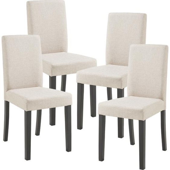 Chaise de salle à manger Hamburg (lot de 4) Chaise rembourrée Textile Pieds en bois Beige