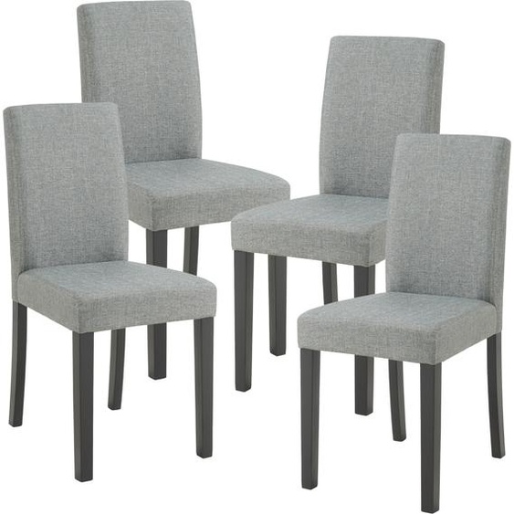 Chaise de salle à manger Hamburg (lot de 4) Chaise rembourrée textile pieds en bois gris clair