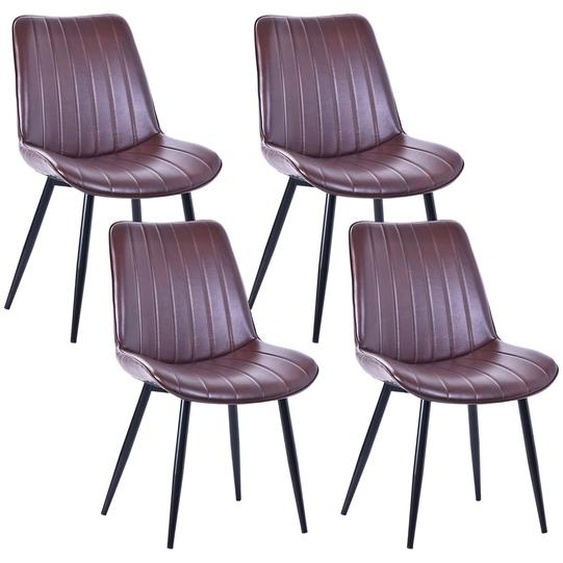 Chaise de salle à manger HOMAVO – Chaise confortable en velours ou en cuir synthétique, ergonomique, structure métallique, assise large 53 × 43 cm, facile à monter, lot de 4