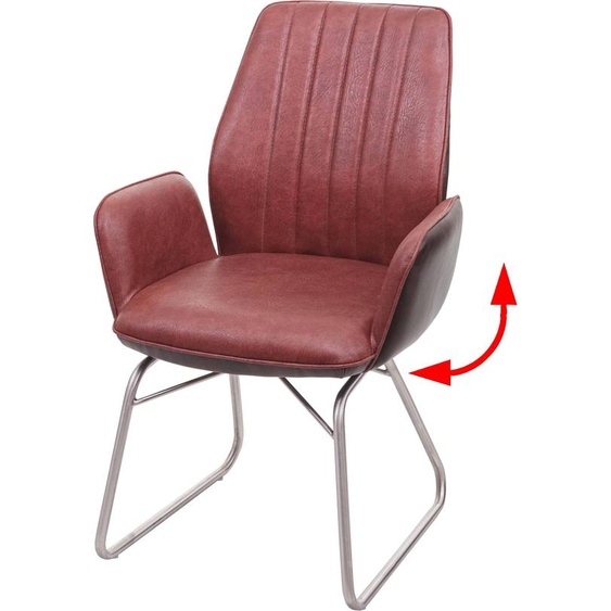 Chaise de salle à manger HWC-G73, chaise de cuisine/à bascule, fonction bascule Tissu similicuir inox brossé ~ marron aspect daim