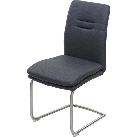 Chaise de salle à manger HWC-H70, chaise de cuisine à piétement luge Chaise, tissu/textile inox brossé ~ gris foncé