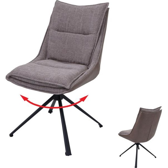 Chaise de salle à manger HWC-N71, chaise de cuisine, pivotante Auto-Return, tissu/textile (420g/m²) Öko-Tex ~ beige