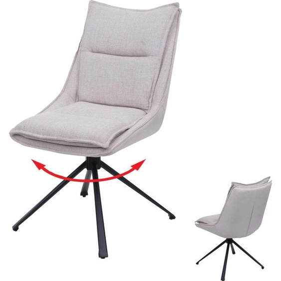 Chaise de salle à manger HWC-N71, chaise de cuisine, pivotante Auto-Return, tissu/textile (420g/m²) Öko-Tex ~ crème-beige
