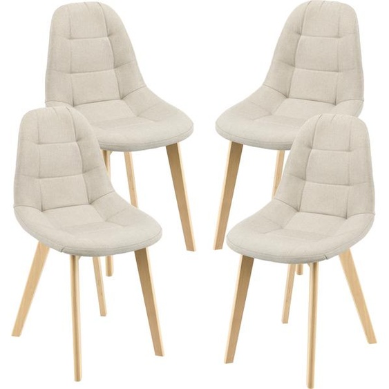 Chaise de salle à manger Kopparberg (lot de 4) en tissu hêtre Chaise de salon 86 x 53 x 47 cm Beige