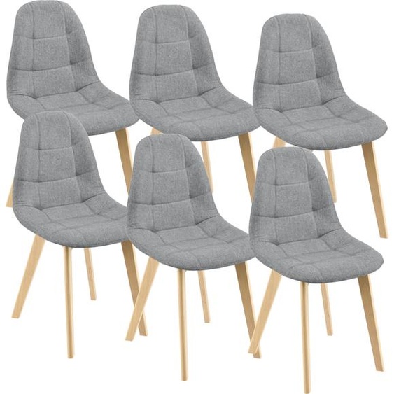 Chaise de salle à manger Kopparberg (lot de 6) en tissu hêtre Chaise de salon 86 x 53 x 47 cm gris clair