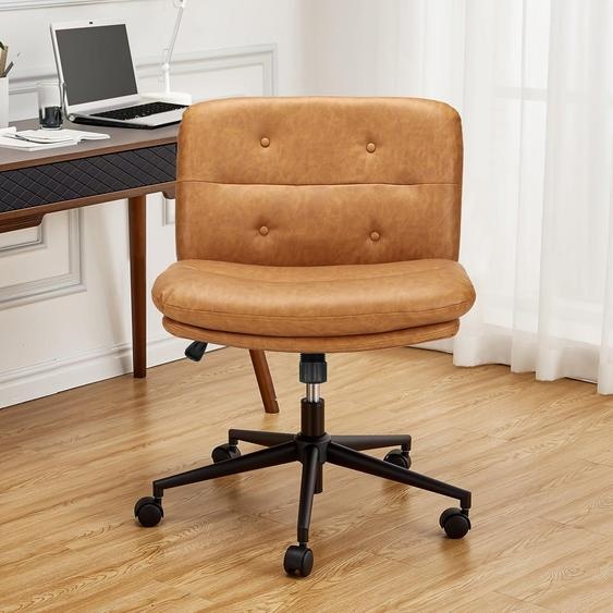Chaise de salle à manger moderne, pivotante et réglable en hauteur, avec assise en mousse à mémoire de forme et revêtue de similicuir marron