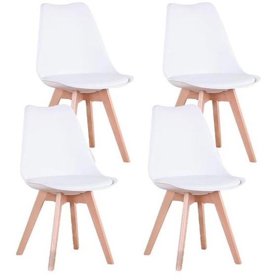 Chaise de salle à manger nordique, Bois massif, Assise tapissée