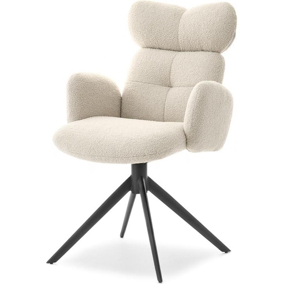 Chaise de salle à manger pivotante AJNA - crème / noir