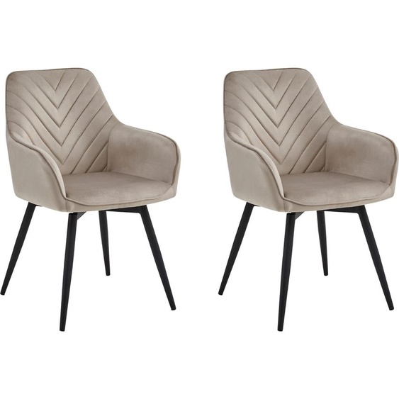 Chaise de salle à manger pivotante Chaise pivotante Salle à manger Chaise de maquillage en velours Chaise rembourrée, lot de 2, charge maximale 110 kg, pivotant à 360°, beige foncé