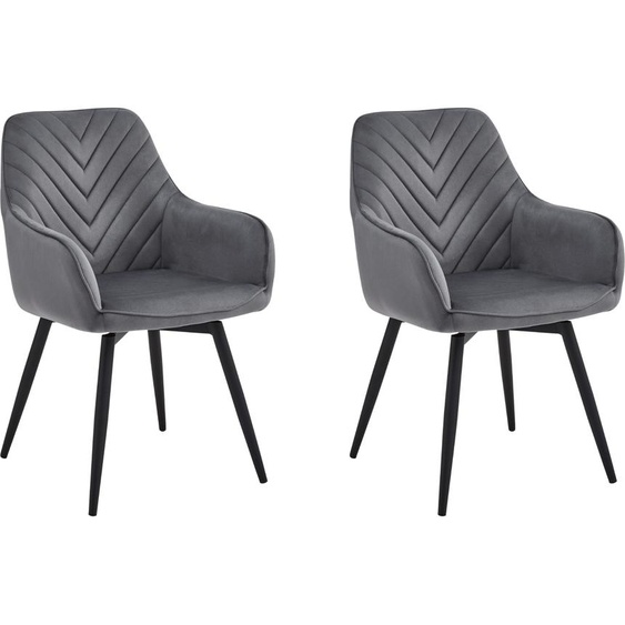 Chaise de salle à manger pivotante Chaise tournante Chaise de salle à manger de maquillage Chaise en velours rembourrée Lot de 2 pouvant supporter jusquà 110 kg, pivotant à 360°, gris foncé