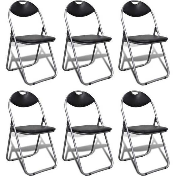 Chaise de salle à manger pliante 6 pcs. noir similicuir et acier