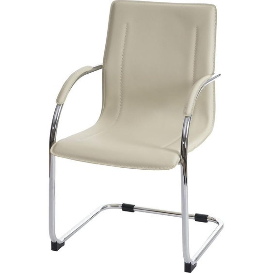 Chaise de salle à manger Samara, chaise de cuisine à piétement luge Chaise, acier ~ crème