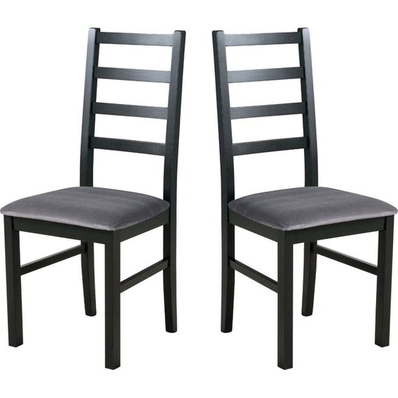 Chaise de salle à manger - Set 2x Nilo 8, noir, bois chêne massif Chaise Chaise de cuisine