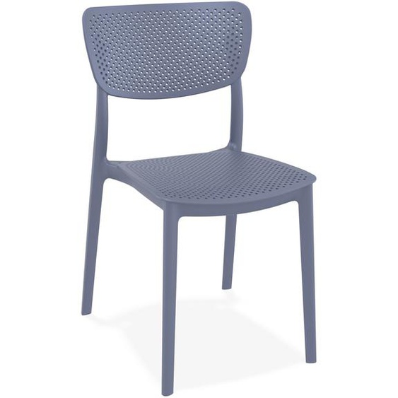 Chaise de terrasse perforée PALMA en matière plastique gris foncé