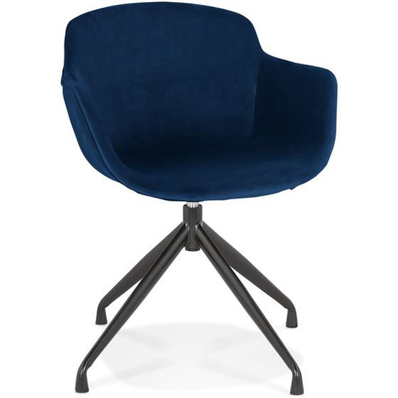 Chaise design avec accoudoirs GRAPIN en velours bleu