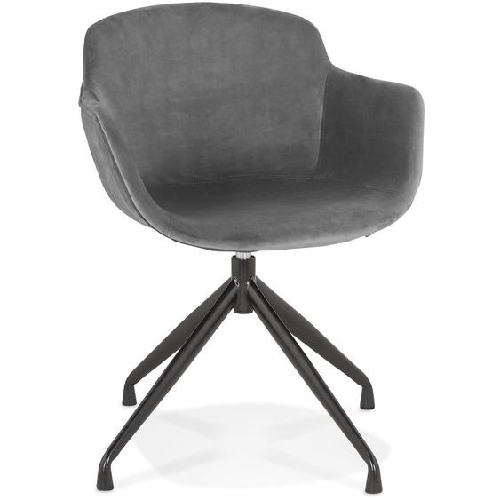 Chaise design avec accoudoirs GRAPIN en velours gris