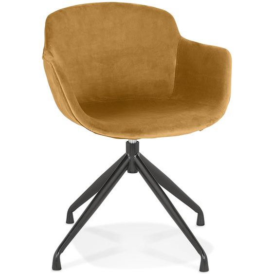 Chaise design avec accoudoirs GRAPIN en velours moutarde