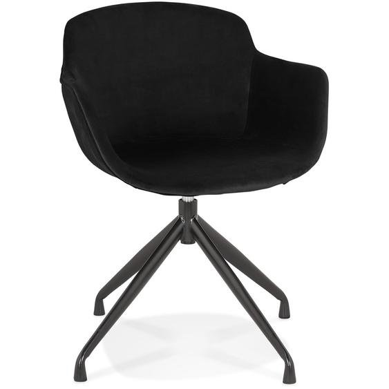 Chaise design avec accoudoirs GRAPIN en velours noir