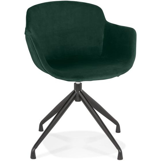 Chaise design avec accoudoirs GRAPIN en velours vert