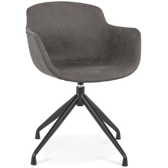 Chaise design avec accoudoirs SOUND en microfibre grise foncée