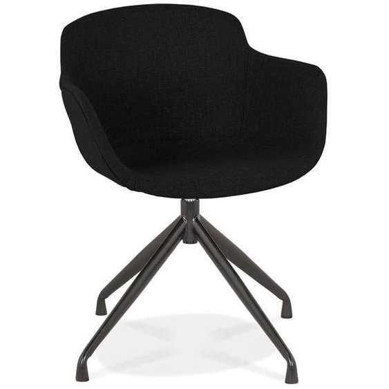 Chaise design avec accoudoirs SWAN en tissu noir