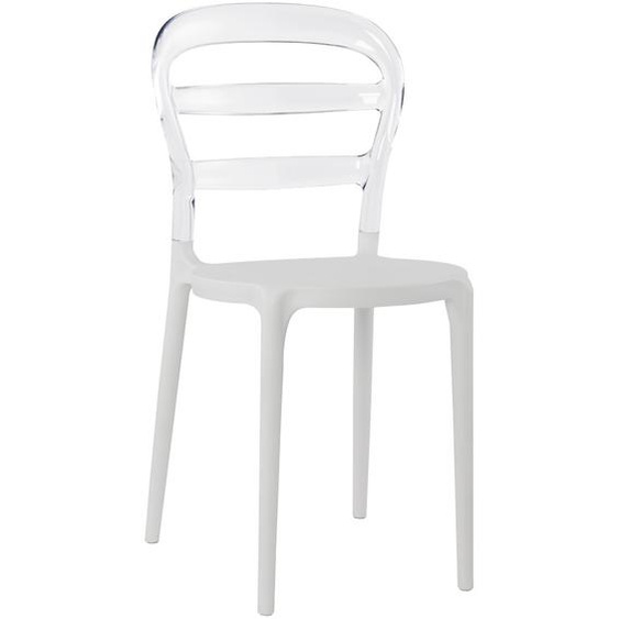 Chaise design BARO blanche et transparente en matière plastique
