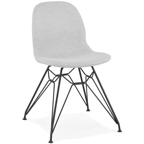 Chaise design DECLIK grise claire avec pieds en métal noir
