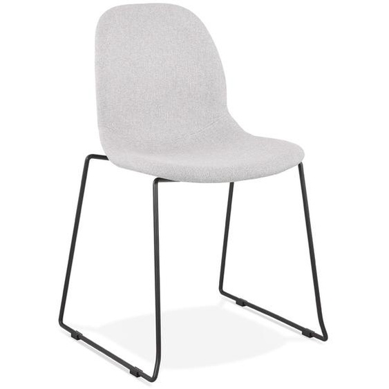 Chaise design empilable DISTRIKT en tissu gris clair avec pieds en métal noir