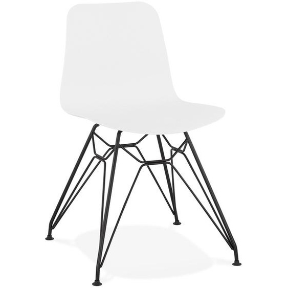 Chaise design GAUDY blanche style industriel avec pied en métal noir