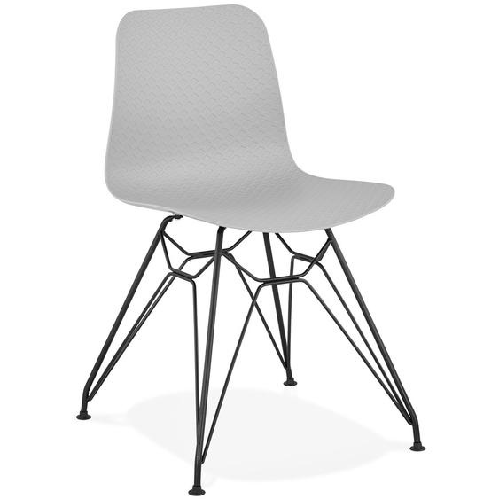 Chaise design GAUDY grise style industriel avec pied en métal noir