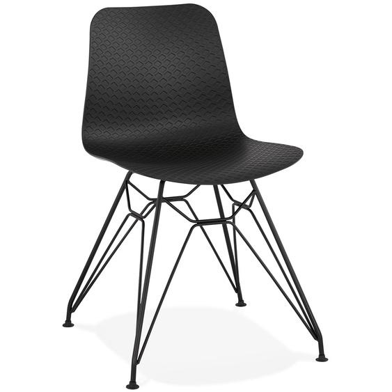 Chaise design GAUDY noire style industriel avec pied en métal noir