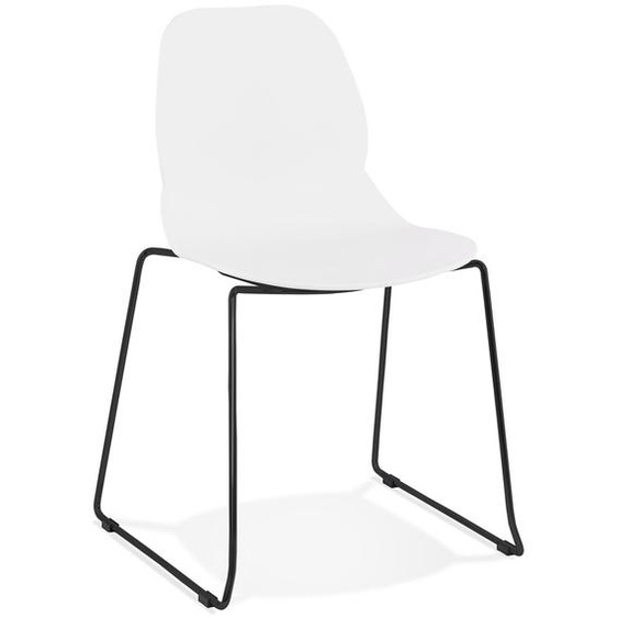 Chaise design NUMERIK blanche avec pieds en métal noir
