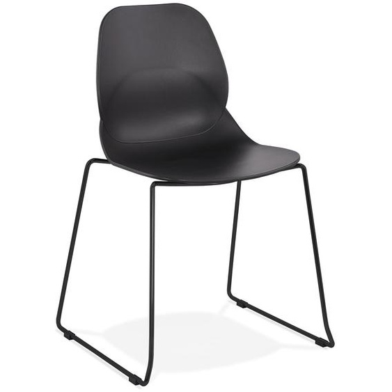 Chaise design NUMERIK noire avec pieds en métal noir